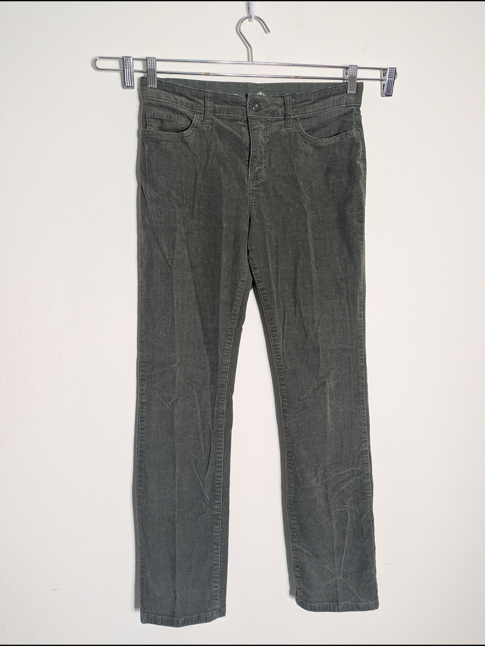 Womens Corduroy Pants Army Olive Green Autumn Straight Leg Quiet Luxury Size 10